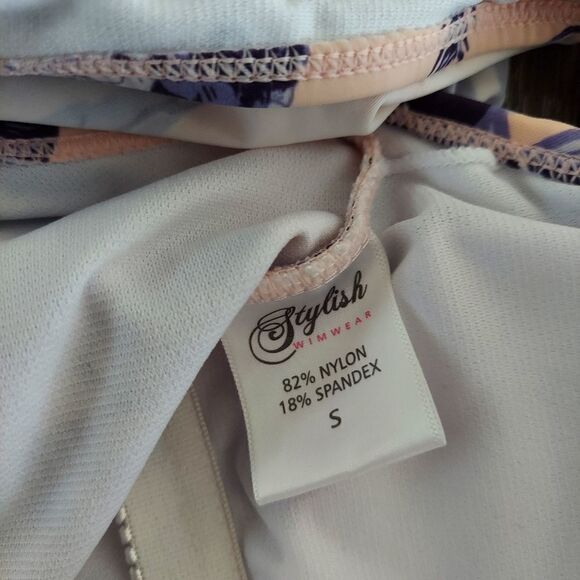 Stylish Swimwear One Shoulder Ruffle Floral Print One Piece Swimsuit Small - Picture 5 of 5